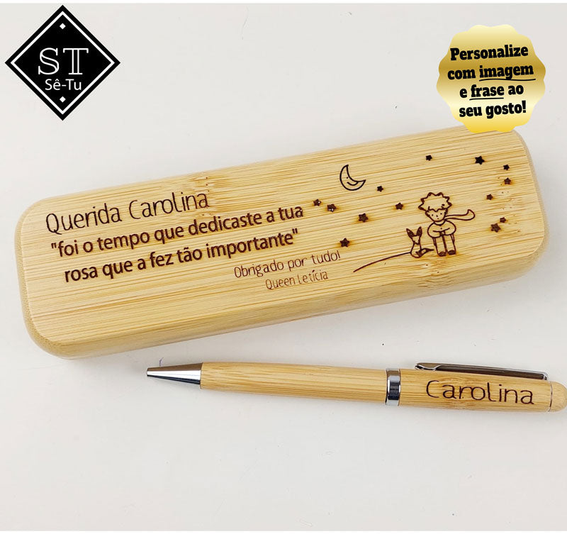 Caneta com caixa Madeira Foi o Tempo que Dedicaste à tua Rosa